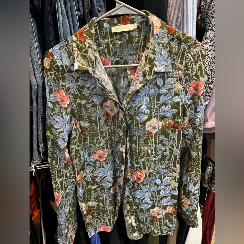 Anthropologie Brand Floral Button-Up Shirt